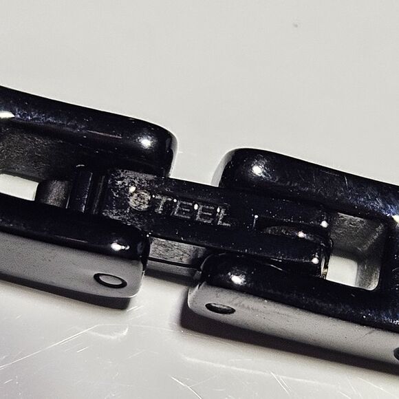 *Sale* Fossil Black Steel Link Bracelet 8" Unisex - Picture 11 of 16